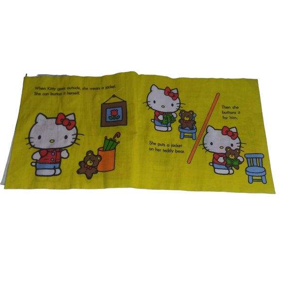 VTG Sanrio Hello Kitty's Soft Cloth Button Book J.M.L Gray 1982  RARE - Picture 5 of 7
